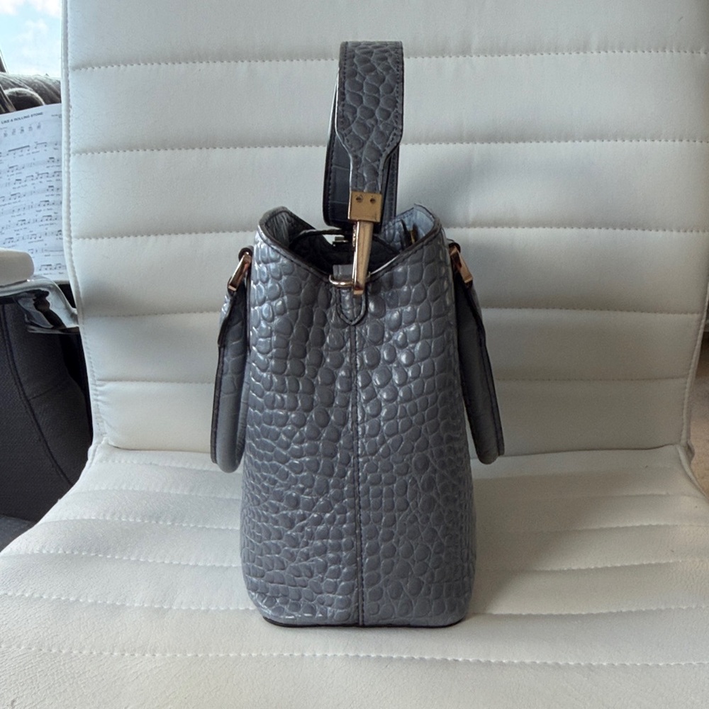 Tory Burch Gray Crocodile Embossed Satchel - Picture 4 of 8